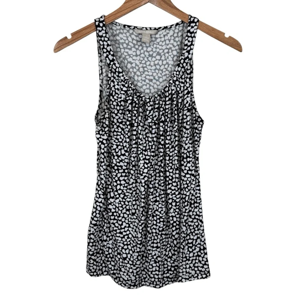 Banana Republic Black & White Leopard Print Sleeveless Scoop Neck Shirt Size S - Picture 1 of 4